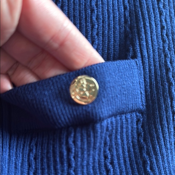 Navy Blue Button-Up Women's Sweater - Picture 6 of 7
